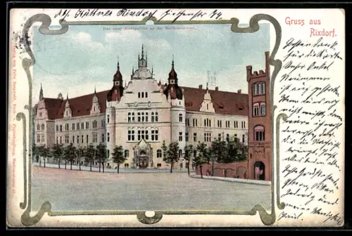 Passepartout-AK Berlin-Rixdorf, Das neue Amtsgericht an der Berlinerstrasse