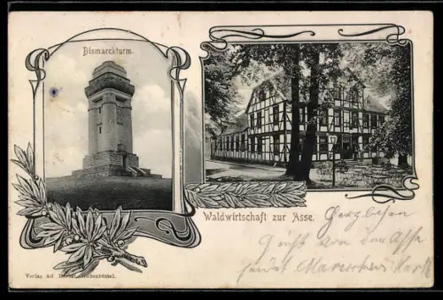 AK Asse, Waldgasthof und Bismarckturm