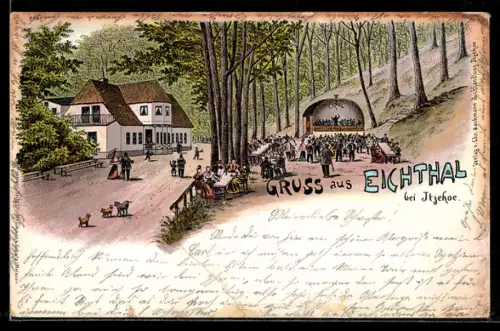 Lithographie Itzehoe, Gasthaus Eichthal bei einem Konzert