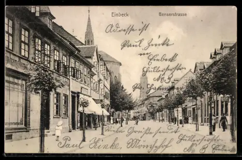 AK Einbeck, Benserstrasse mit Passanten