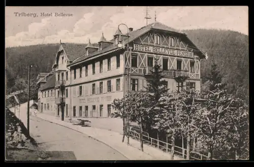AK Triberg, Hotel Bellevue, Strassenpartie