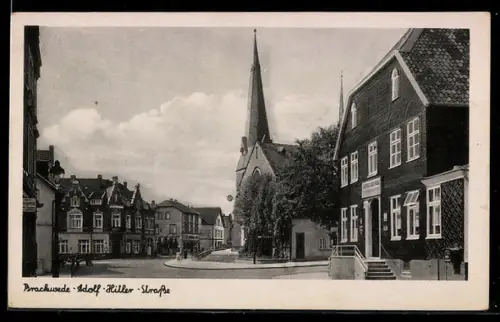 AK Brackwede, Strasse mit Kirche