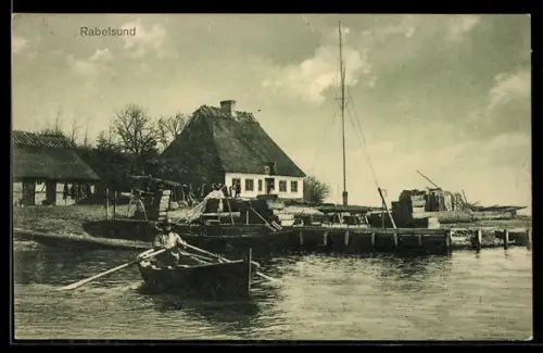 AK Rabelsund, Gehöft am Wasserufer