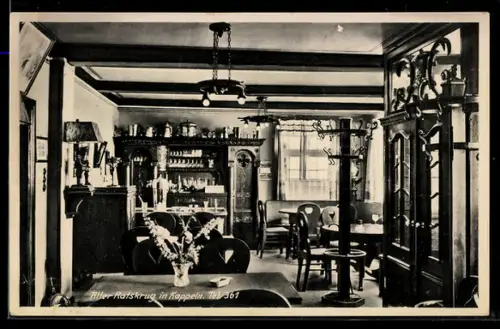 AK Kappeln, Gasthaus Alter Ratskrug, Innenansicht