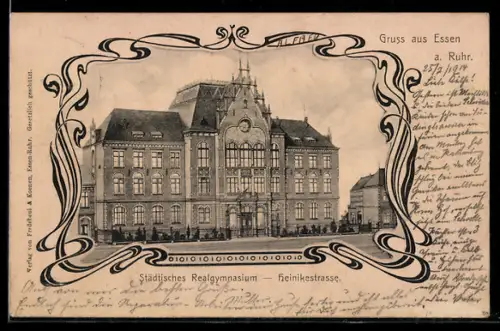 AK Essen a. Ruhr, Städtisches Realgymnasium, Heinikestrasse, Passepartout