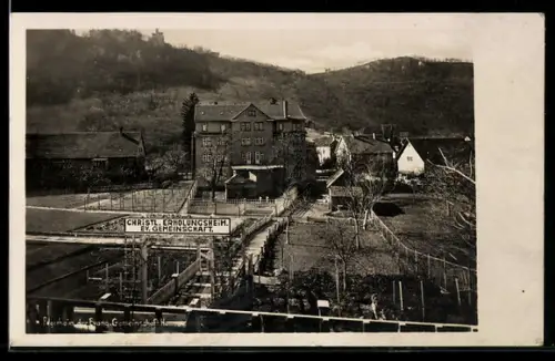 Foto-AK Hanau, Pilgerheim der Evang. Gemeinschaft mit Garten