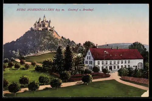 AK Bisingen, Gasthof zum Brielhof und Burg Hohenzollern
