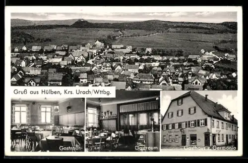 AK Hülben, Gasthaus z. Germania, Gasträume, Bes. Wilh. Reichert, Gesamtansicht