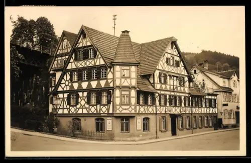 AK Calw, Hotel Adler mit Strassenpartie
