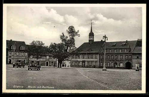 AK Elstra, Markt mit Rathaus