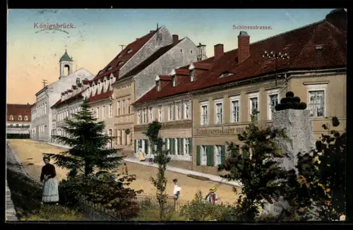 AK Königsbrück, Partie an der Schlossstrasse