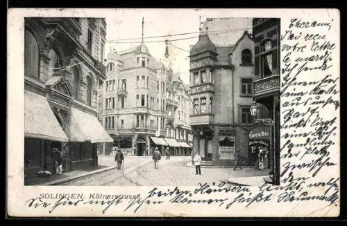 AK Solingen, Kölnerstrasse, Strassenszene mit Geschäften