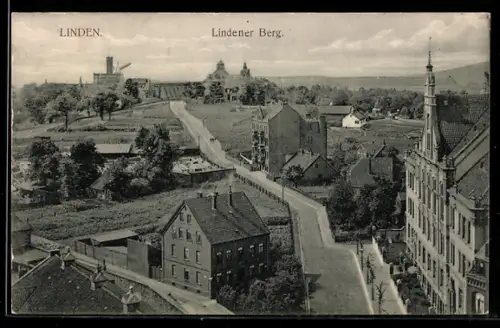 AK Linden, Lindener Berg mit Strasse aus der Vogelschau