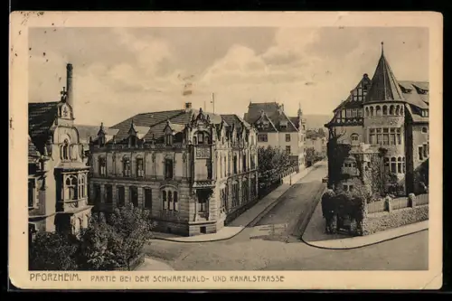 AK Pforzheim, Partie bei der Schwarzwald- und Kanalstrasse