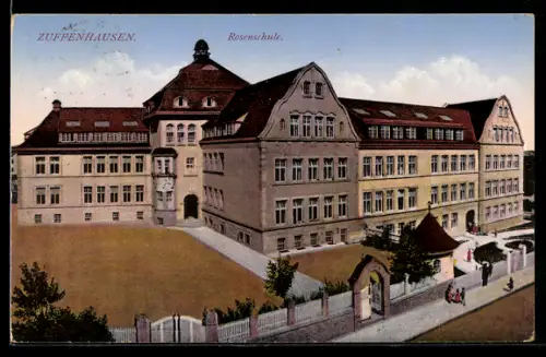 AK Zuffenhausen, Rosenschule aus der Vogelschau