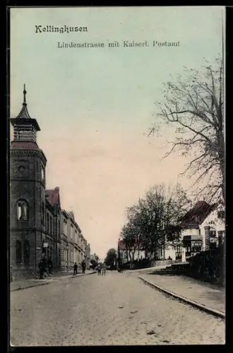 AK Kellinghusen, Lindenstrasse mit Kaiserl. Postamt