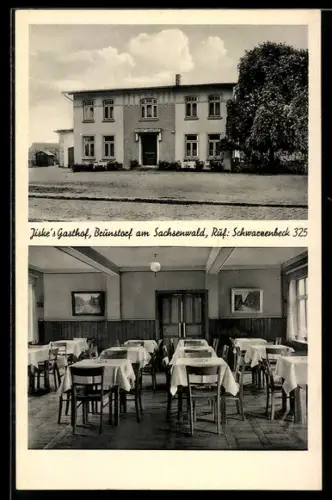 AK Brunstorf am Sachsenwald, Jiske`s Gasthof, Aussen- und Innenansicht