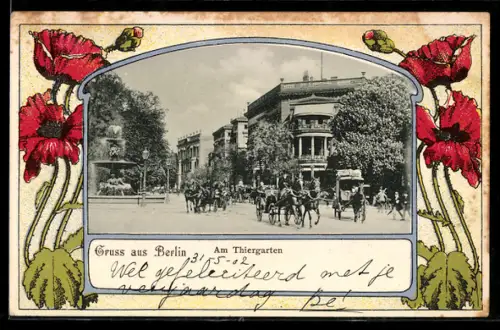 Passepartout-Lithographie Berlin-Tiergarten, am Thiergarten