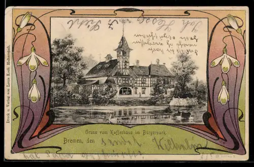 AK Bremen, am Kaffeehaus im Bürgerpark