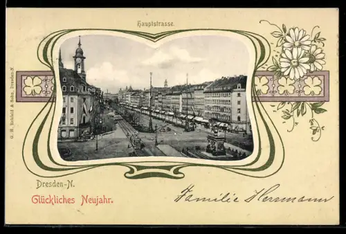 Passepartout-AK Dresden-Neustadt, Hauptstrasse