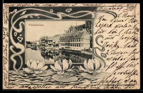 Passepartout-AK Metz, Blick zur Felsenstrasse