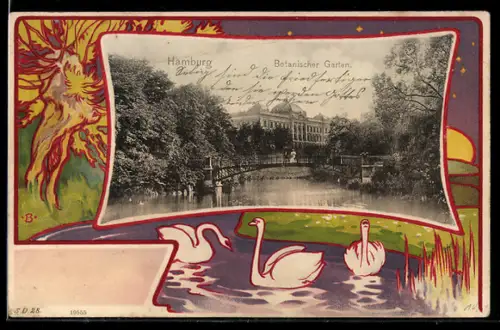 AK Hamburg-St. Pauli, Botanischer Garten, im Rahmen