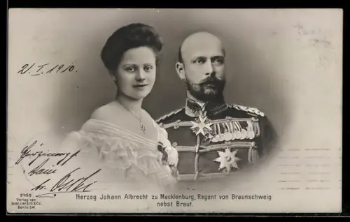 AK Herzog Johann Albrecht zu Mecklenburg, Regent von Braunschweig mit Gemahlin