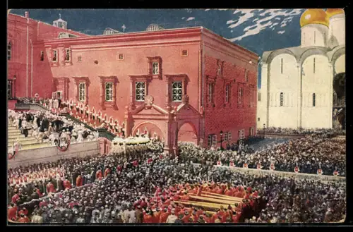 AK Krönung von Zar Nikolaus II. von Russland mit Menschenmassen