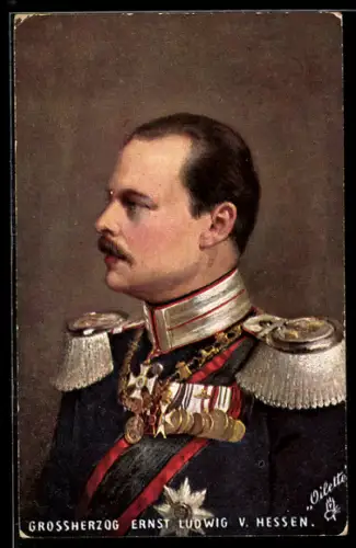 AK Grossherzog Ernst Ludwig von Hessen in Uniform mit Epauletten