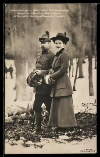 AK Herzog Johann Albrecht zu Mecklenburg, Regent des Herzogtums Braunschweig, mit seiner Gemahlin Herzogin Elisabeth