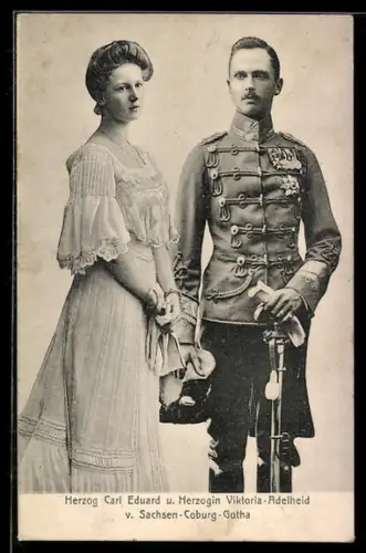 AK Herzog Carl Eduard u. seine Gemahlin Herzogin Viktoria Adelheid von Sachsen-Coburg-Gotha