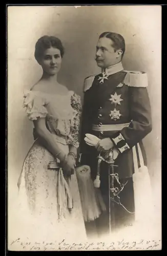 AK Caroline Prinzessin Reuss ä. L. mit Wilhelm Ernst Grossherzog von Sachsen-Weimar