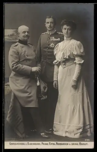 AK Grossherzog von Oldenburg, Prinz Eitel Friedrich von Preussen und Braut Sophie Charlotte