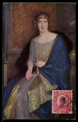 AK Serbien, Portrait Königin Maria von Serbien