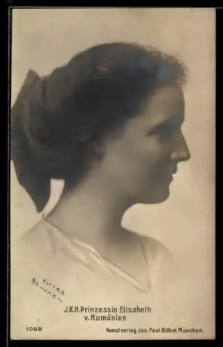 AK J. K. H. Prinzessin Elisabeth v. Rumänien im Profil