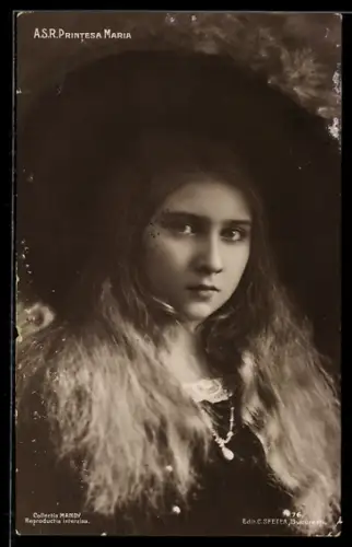 AK Printesa Maria, die Prinzessin von Rumänien mit Hut
