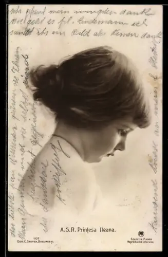 AK Prinzessin Ileana von Rumänien im Profil aufgenommen