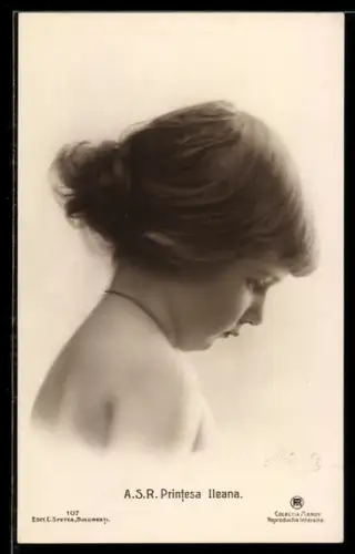 AK Prinzessin Ileana von Rumänien im Profil aufgenommen