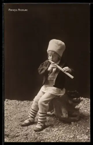AK Printul Nicolae von Rumänien mit Flöte