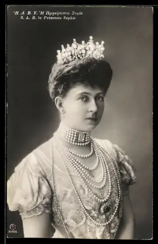 AK Porträt Prinzessin Sophie von Griechenland mit Diadem