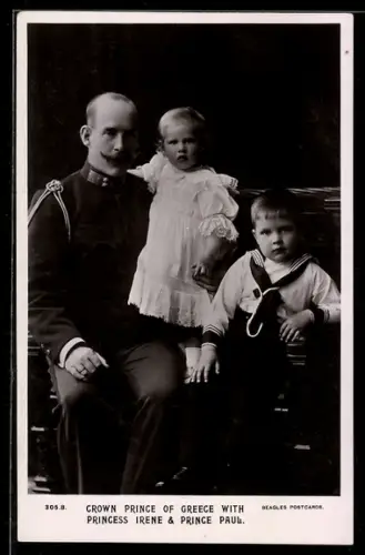 AK Crown Prince of Greece with Princess Irene & Prince Paul