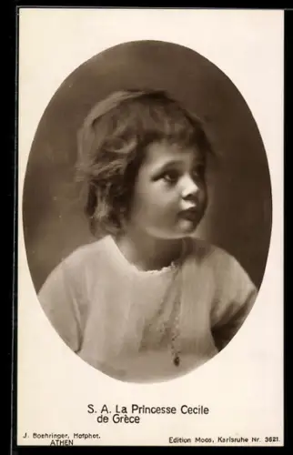 AK Die junge Prinzessin Cecile von Griechenland