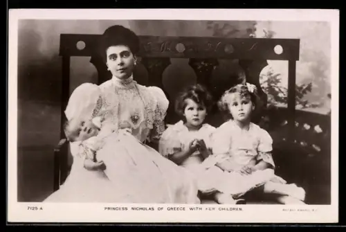 AK Princess Nicholas von Griechenland mit Kinder