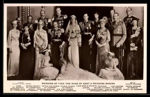 AK Wedding of the Duke of Kent & Princess Marina, with Prince Nicolaus and Prince George of Greece