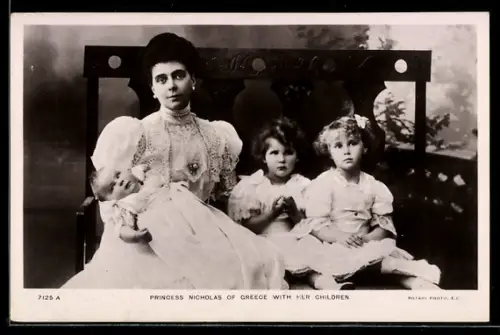 AK Princess Nicholas von Griechenland mit Kinder