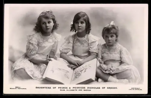 AK Daughters of Prince & Princess Nicholas von Griechenland, Olga, Elizabeth and Marina