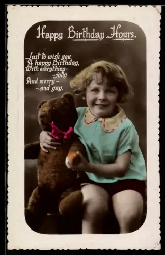 AK Kleines Mädchen mit Teddybär