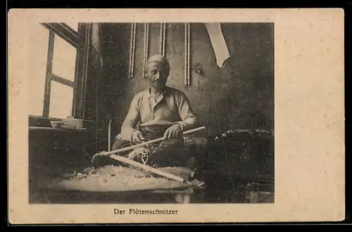 AK Flötenschnitzer bei der Arbeit, Handwerk