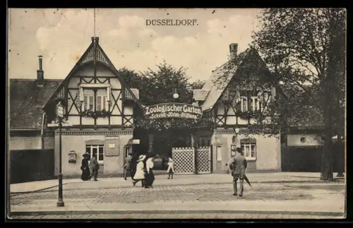 AK Düsseldorf, Eingang zum Zoologischen Garten der Scheidt-Keim-Stiftung