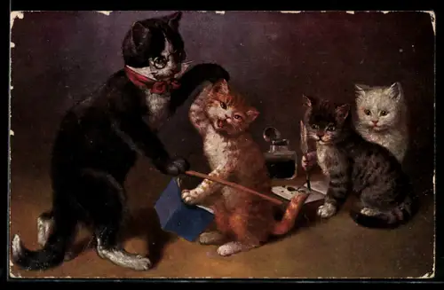 AK Katzenlehrer zieht einem Schüler am Ohr